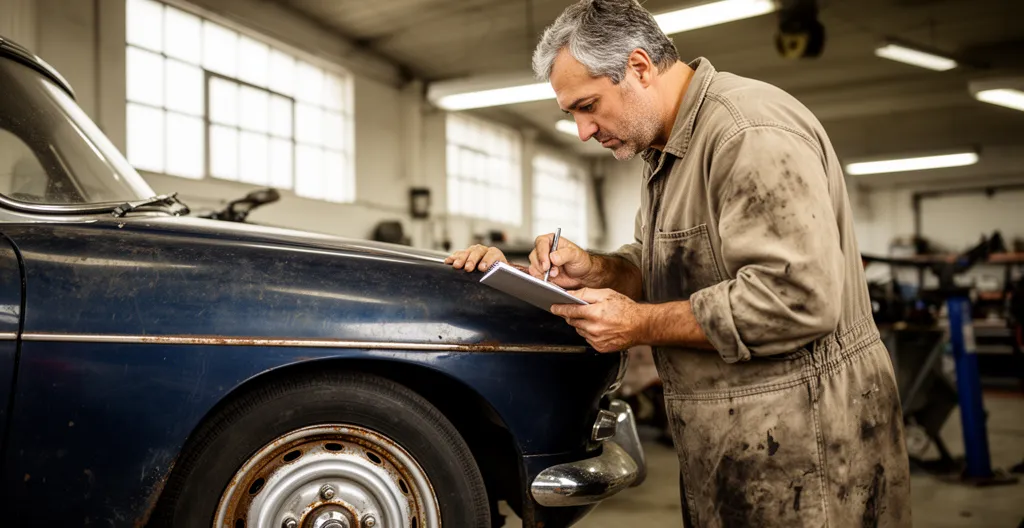 Expertise automobile sur un véhicule de collection après sinistre