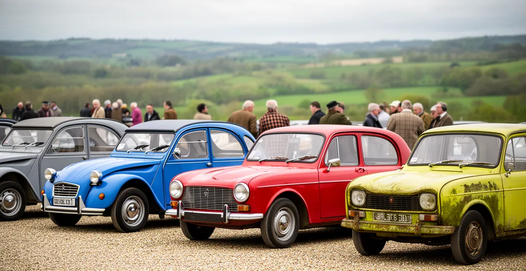 Rassemblement de voitures de collection avec propriétaires passionnés